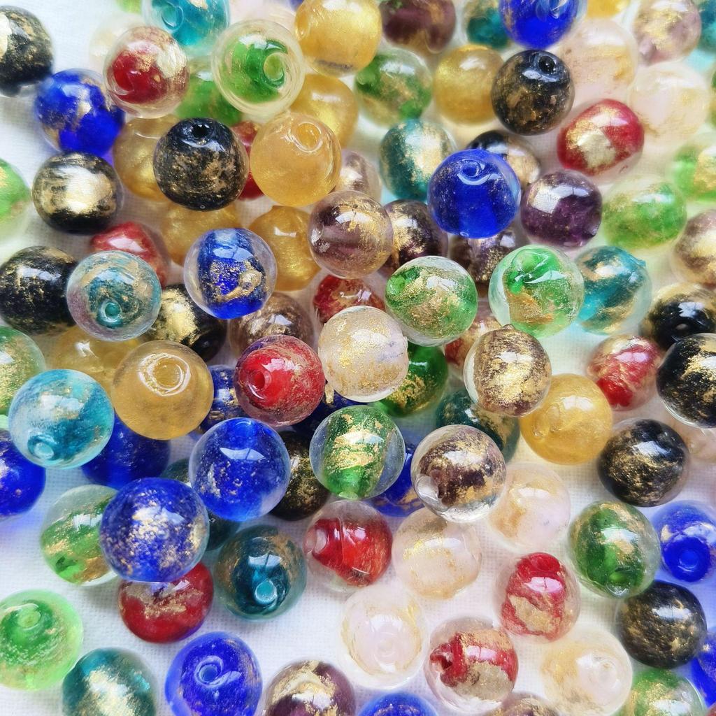 Ancient Style Gold & Silver Foil Glass Cylinder Beads for DIY Bracelet Jewelry