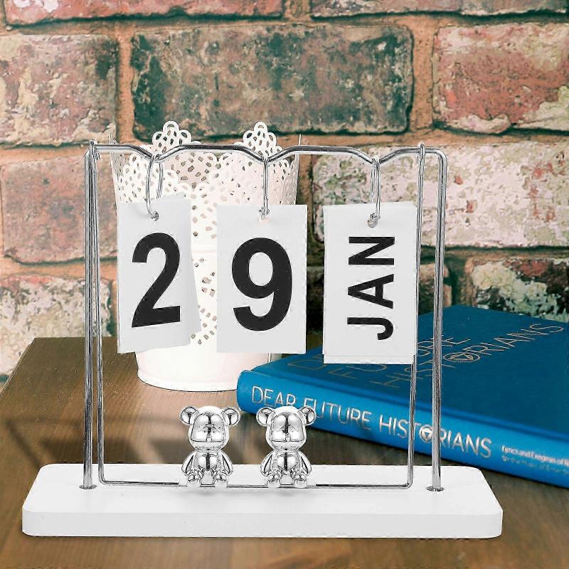 Wooden Desk Calendar Perpetual Flip Calendar Small Desk Decoration 24X19.5CM