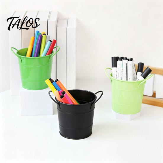 Talos Creative Iron Pen Holder, Rustic Desk Organizer for Office, Metal Pencil Cup Makeup Brushes, Small Storage Bucket Office And Home Use