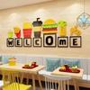 Food Theme Wall Stickers Snack Bar Background Decor 3D Acrylic Wall Stickers Small Restaurant Drink Shop Wall Decals Waterproof