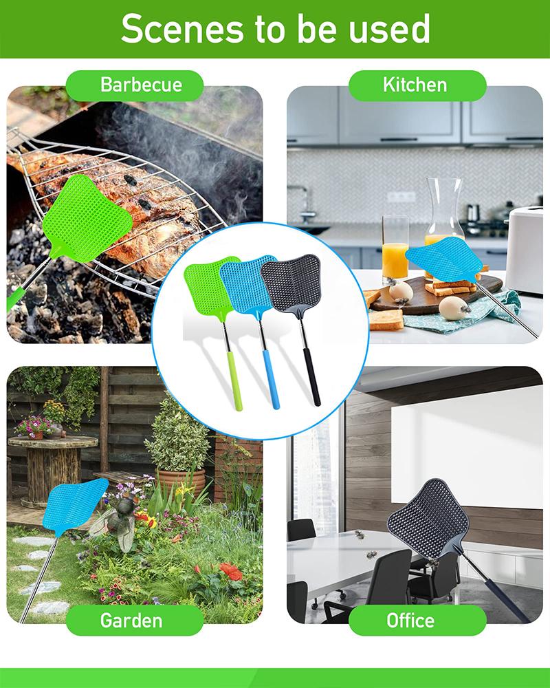 Teleskopisk Fluesmekker Plast Stor Insektsmekker som Virker med Forlengbare Håndtak i Rustfritt Stål for Innendørs og Utendørs