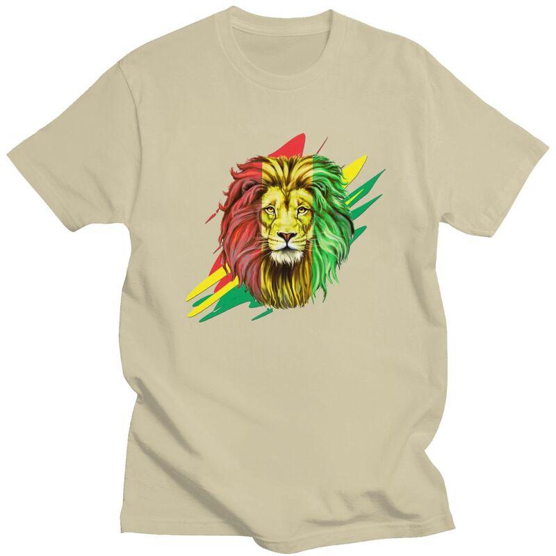 Custom Jamaica Flag Rasta Lion Tshirts for Men Short Sleeve T Shirt Fashion Jamaica Reggae Art Tshirt Slim Fit 100 Cotton Tees