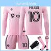 2324 Miami Maglia da Calcio a Maniche Lunghe Messi Lega Rosa Kit Casalingo Con Calzini