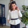 Women's Fashion Knitting Tops White Turn-Down Collar Long Sleeves Single-Breasted Cardigans Female 2025 Spring New Elegant Top