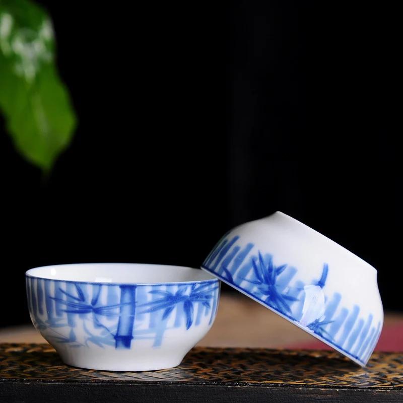 4pcs High white blue and white cup, glazed ceramics tea cups Kung Fu Teacup,Chinese style teacups,Tea accessories Puer cup set