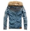 Men's  Winter Pocket Button Rinsing Flick Denim Hooded Jacket Top Coat