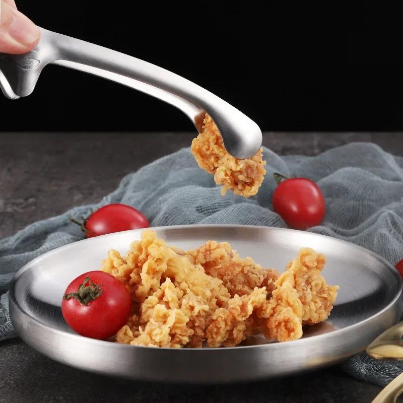 1Pc Food Clip Stainless Steel Barbecue Clips Portable Outdoor Grilling Tweezers Non-Slip Steak Tongs Kitchen Cooking Tools