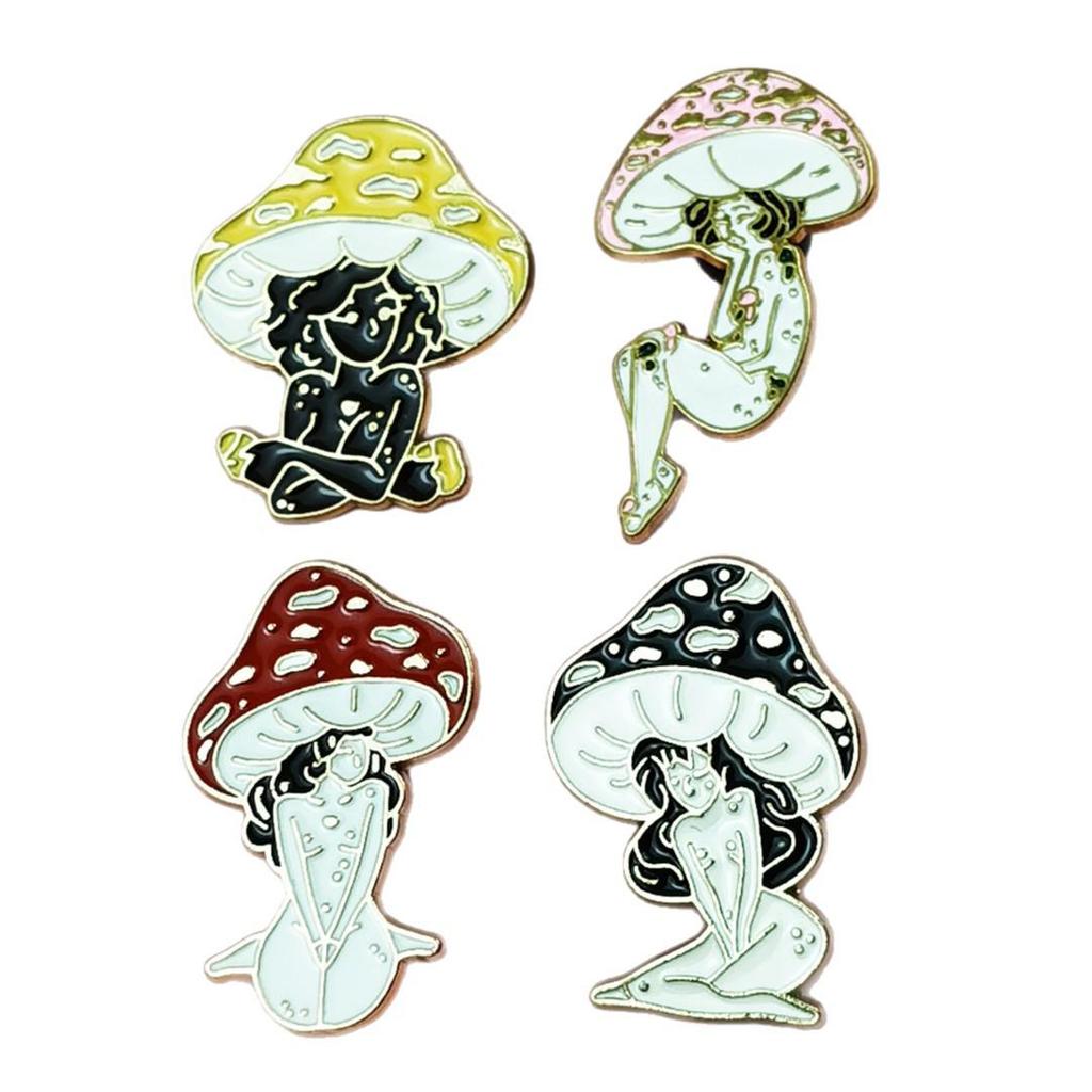 Colorful Creative Mushroom Man Cartoon Brooch – Metal Badge Accessory for Bags and Clothing