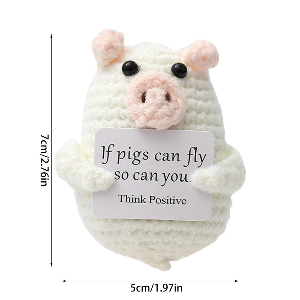 Cute Handwoven Positive Energy Duck Ornaments Handmade Crochet Support Emotional Pig Home Room Decor Christmas Gift.