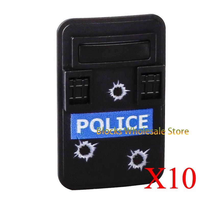 

MOC Военный спецназ Полицейский Солдат Пуленепробиваемый щит Строительные блоки Кирпичи Фигурки Армейское оружие DIY Аксессуары Кирпич Детские игрушки