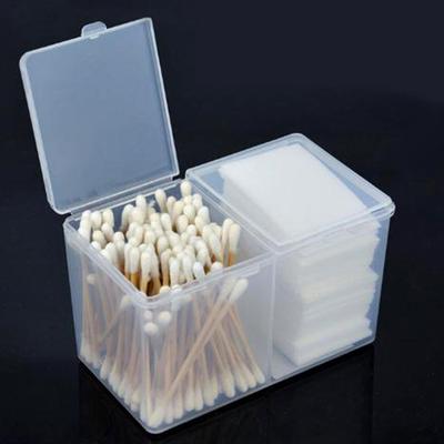 New 1pc Twin Well Empty Grids Portable Storage Case Wipe Pads Cotton Swab Rods Makeup Tools Container