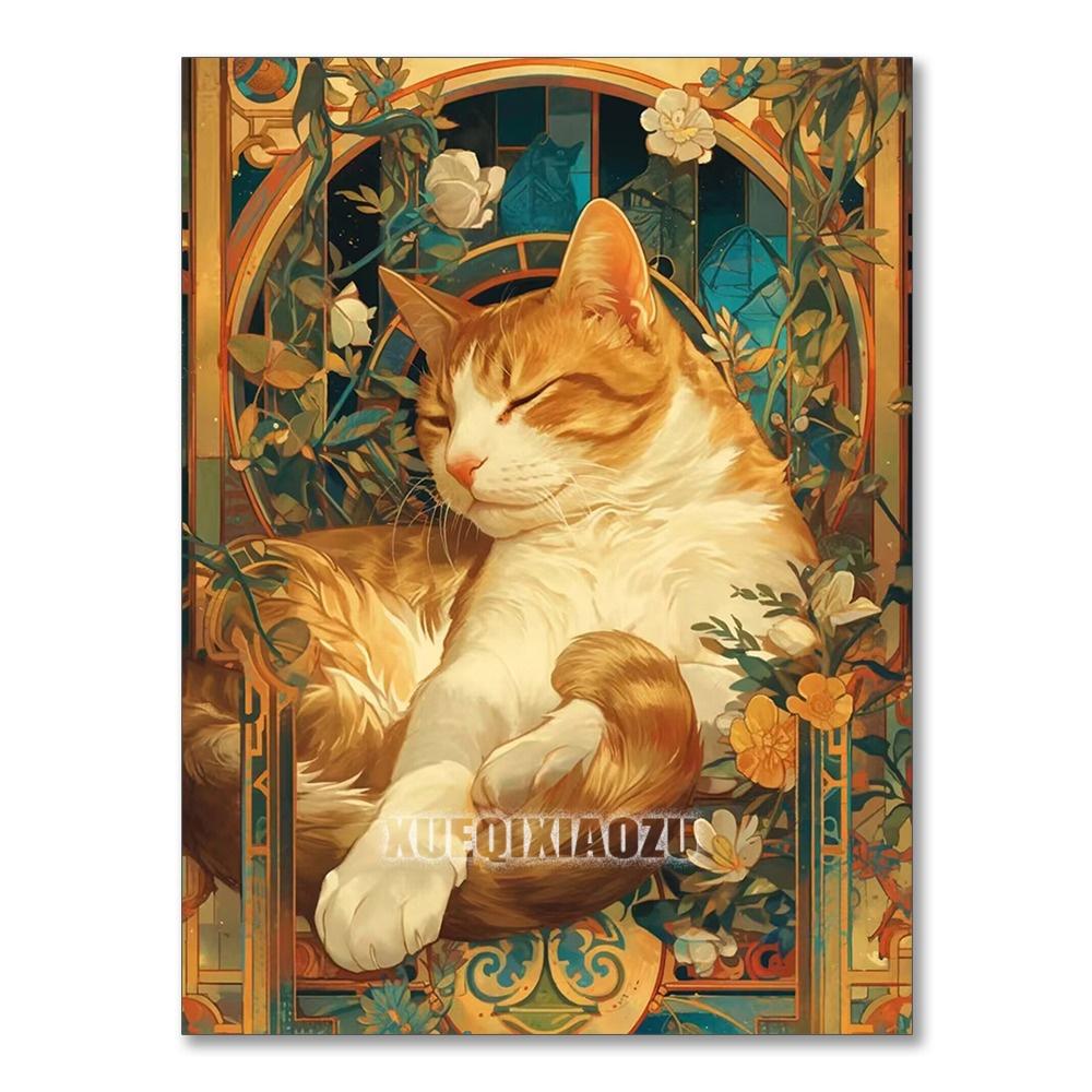 5D DIY Diamond Painting Embroidery Animal Cat Full Round Mosaic Flower Complete Kit Art Wall Decoration Handmade Gift