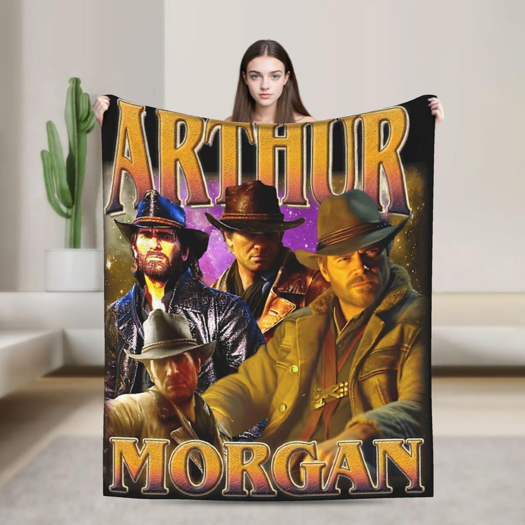 Arthur Morgan West Cowboy Action King Game Character Blanket Red Dead Redemption Plush Bedding Throws For Bedroom Flannel Cover
