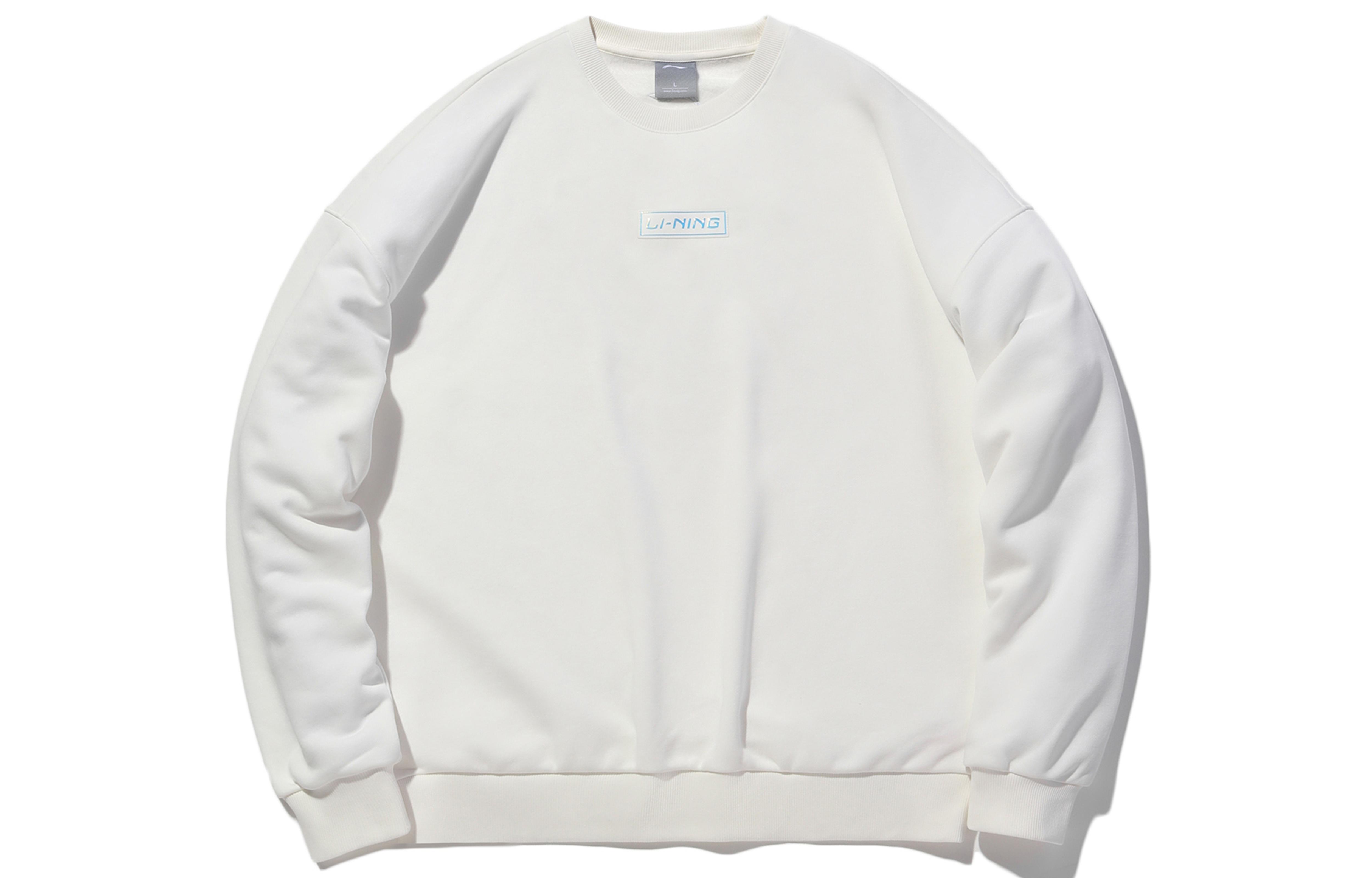Li Ning Sweatshirts Unisex Ivory Crew Neck Moderate Regular AWDQ652-8 L