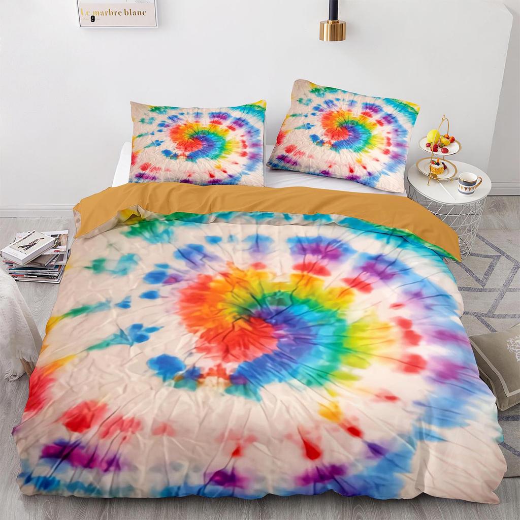 Digital Printing Three-Piece Rainbow Spiral Quilt Cover Size Quilt Cover 3D