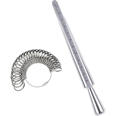 Ring Sizer Measuring Tool Kit, Aluminum Ring Mandrel Sizer Stick with 27 PCS Stainless Steel Ring Gauge Set, US Sizes 0-13 Finger Sizing Tool