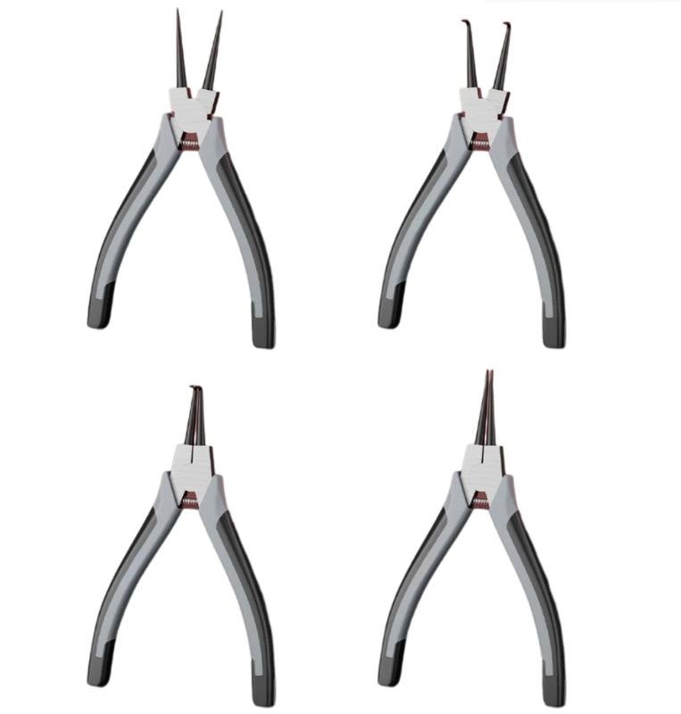 Professional 4Piece Snap Rings Pliers Set for Internal & External Rings, High Carbon Steel with Comfortable Grip Handle