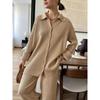 Western Style Fashion Loose Knit Solid Cardigan sweater Trousers Set Sweater and Pants Set