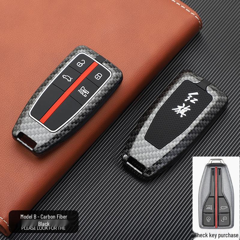 Hongqi Car Key Case - Stylish, Atmospheric Design with Buckle & Personalized Decoration