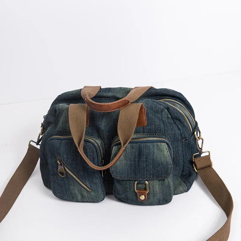Casual Denim Women handbag  Jeans female Crossbody Bag Vintage big Totes Travel Shoulder Bag Large Bolsa blue
