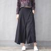 2026 Artistic Cotton Linen Plus Size Wide Leg Elastic Waist Culottes Skirt Pants for Women