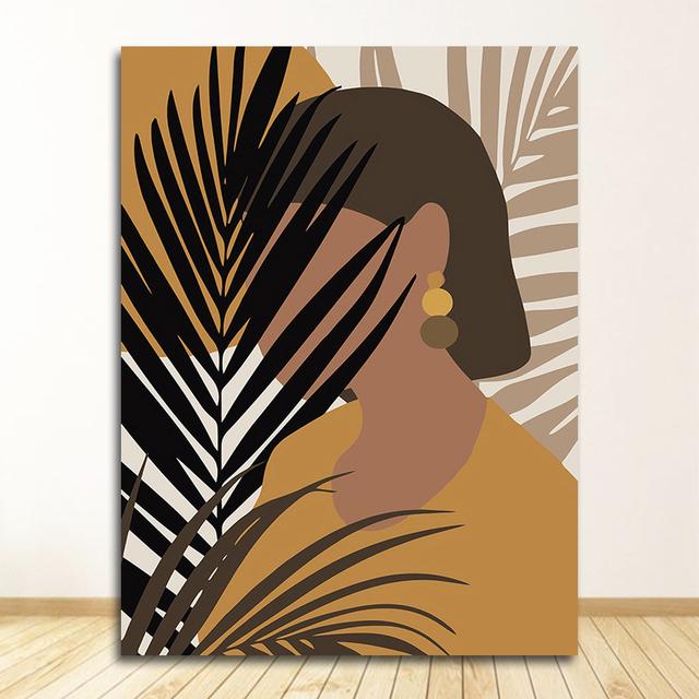 

Плакаты и принты, настенные панно для декора гостиной, абстрактная девушка, лист растения, винтажный постер, настенная живопись на холсте, скандинавская картина 21cm×30cm NoFrame