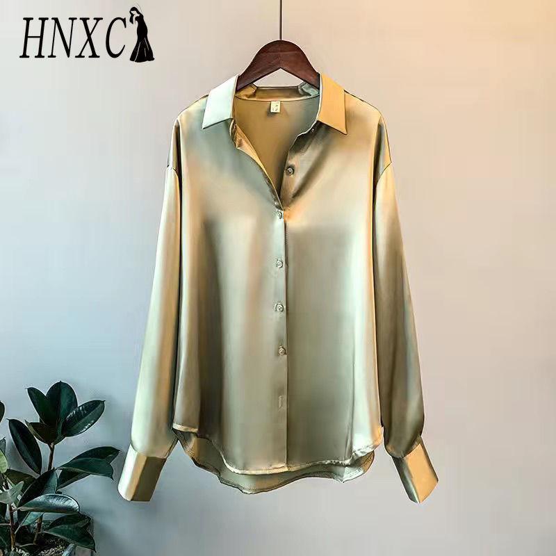 

HNXC Женские модные повседневные блузки и рубашки с принтом однотонного цвета, с длинным рукавом и воротником поло XXXL