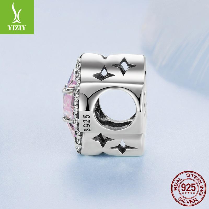 Pink Cross S925 Sterling Silver Beaded Jewelry Accessories, Romantic Sweet Guardian Diy Beads