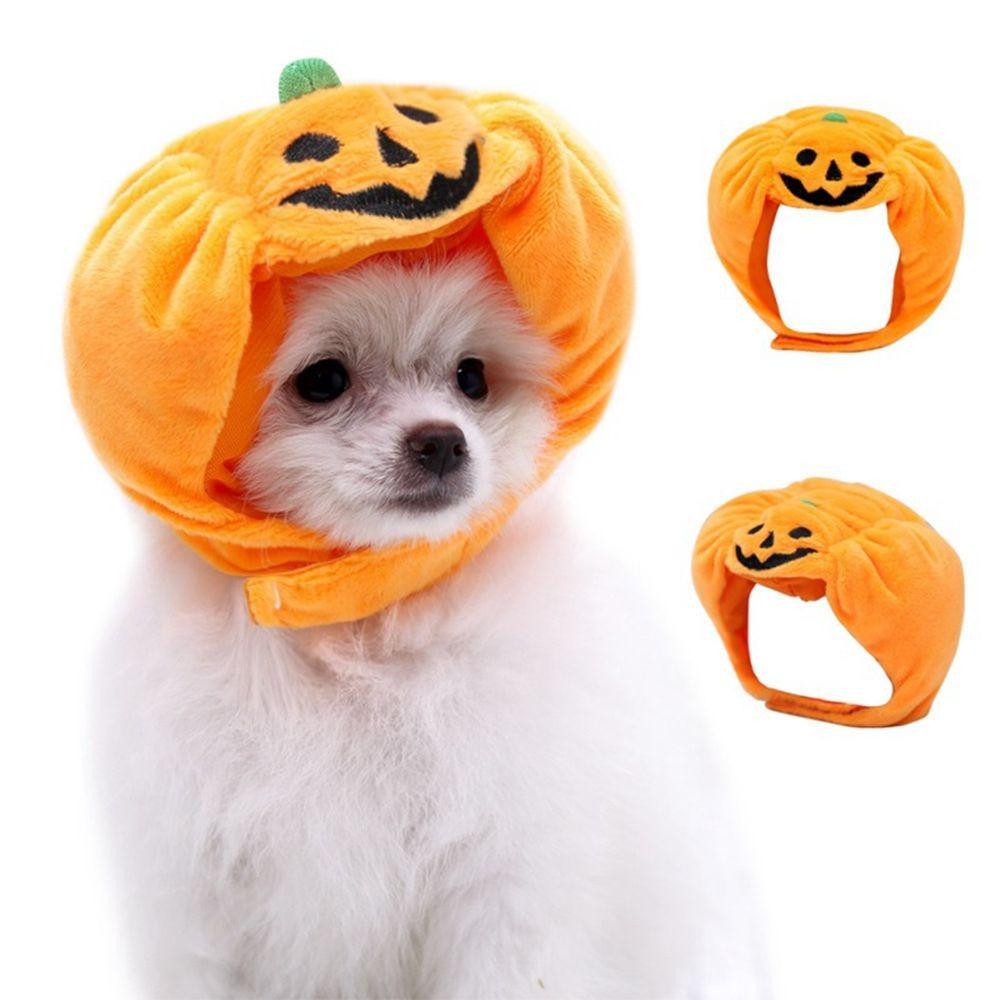 Dress Up Pet Halloween Hat Headdress Plush Cat Headgear Headdress Pumpkin Dogs Hat  Costume