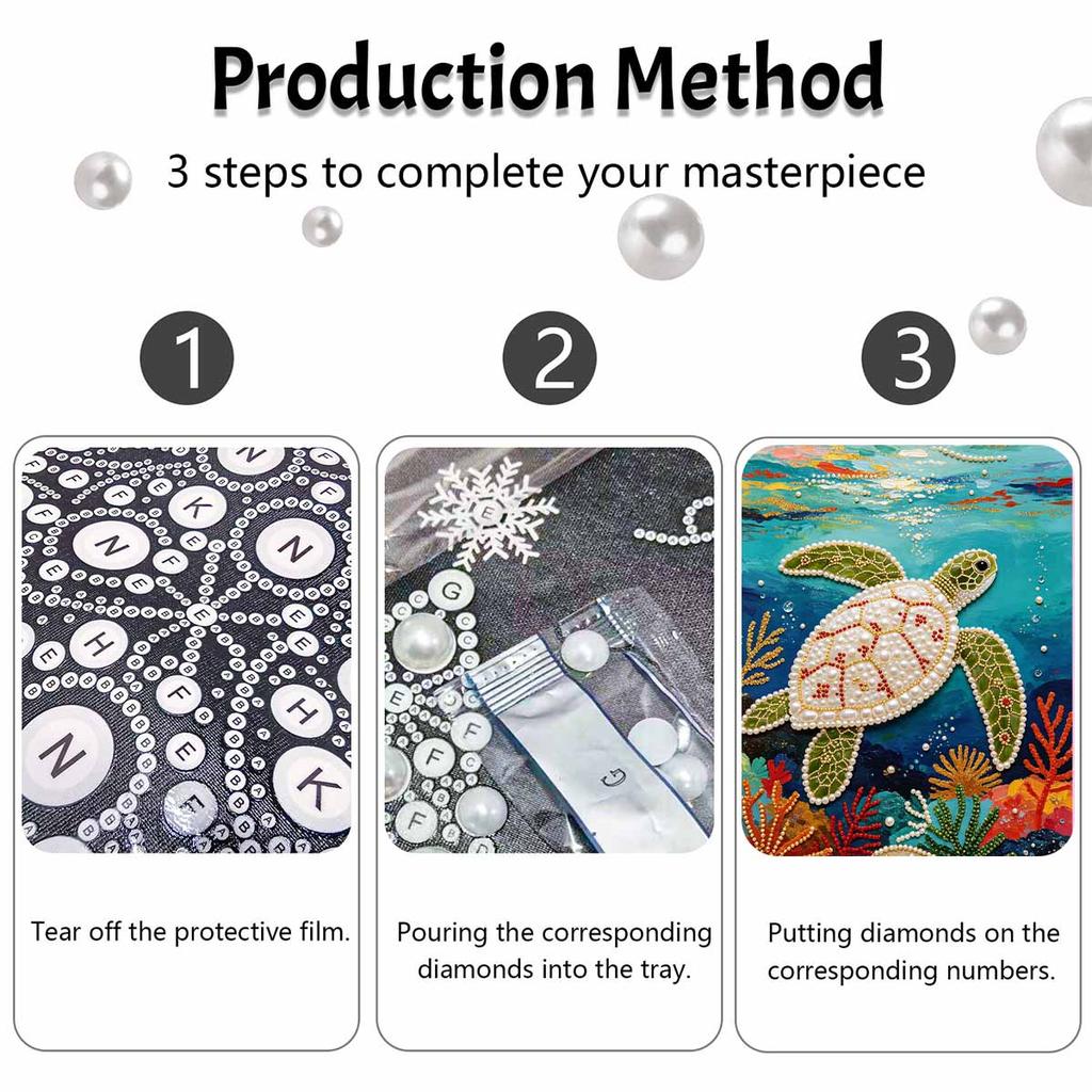 Shiny Pearl Sea Turtle Ocean Life DIY Painting Creative Bead Art Craft Household Wall Decoration Nice Present For Art Hobbyists Family Decor