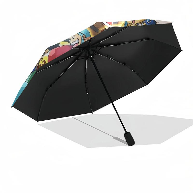 Automatic Umbrella Themed Around And The Straw Hat Pirates - Features 8 Ribs,Ideal for Casual Outings And Outdoor Use,Designed in a Gothic S