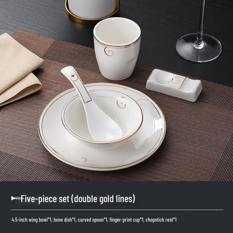Zhebu Bone China Gold Trim Tableware Set
