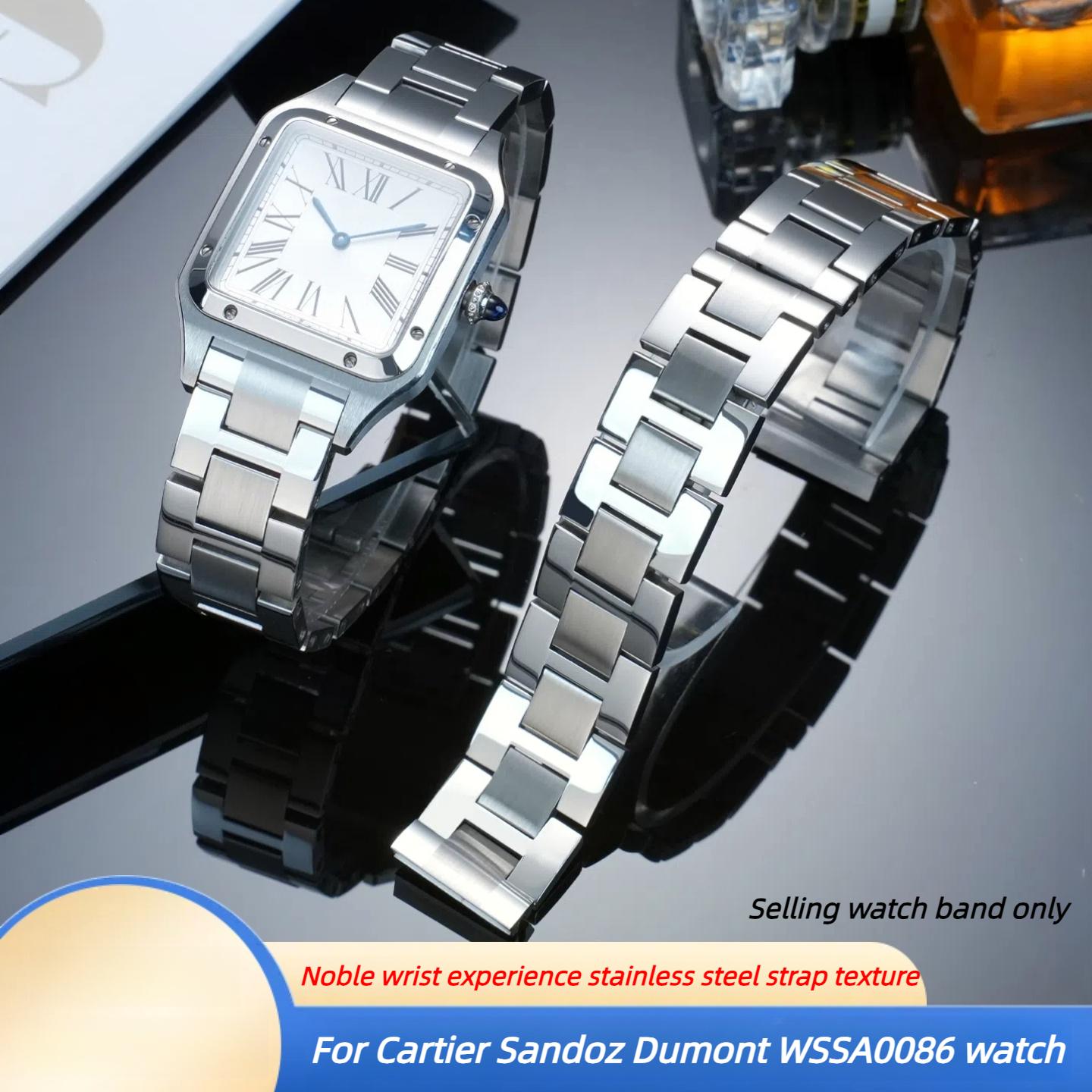 Стальной ремешок для часов 316L с быстрой застежкой 17,5 мм Для Cartier Santos Dumont WSSA0086 Женский стальной ремешок для часов Аксессуары Браслет 17.5mm серебряный