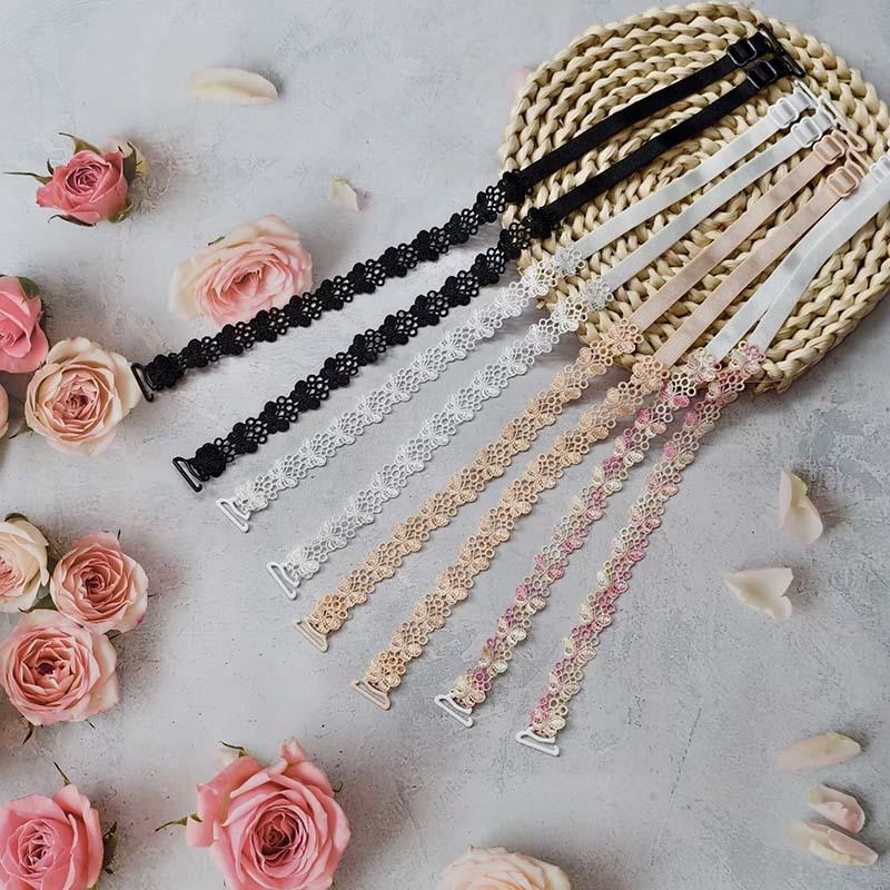 Women Fashion Embroidered Bra Shoulder Straps Hollow Out Replacement Straps Comfortable Underwear Accessory For Daily Wear 1Pair