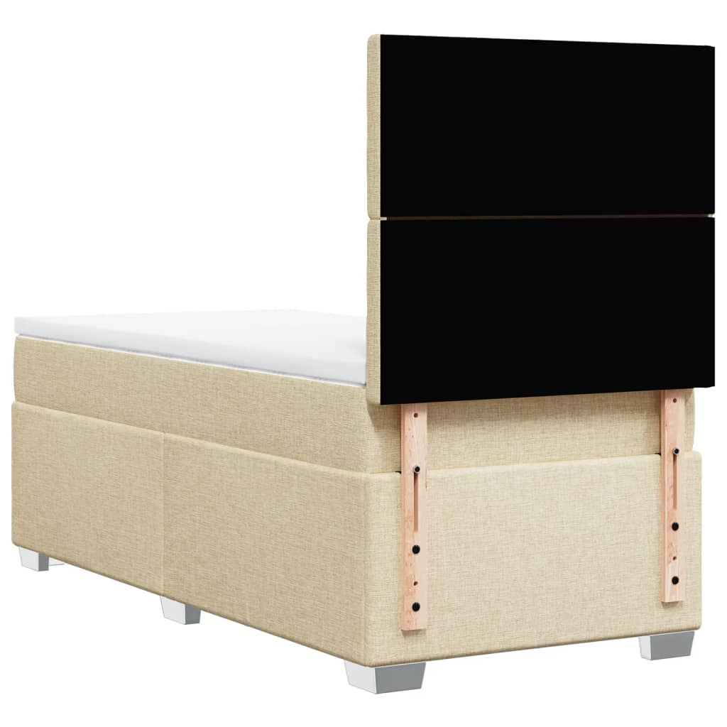 Box Spring Bed with Mattress Cream 90x190 cm Fabric