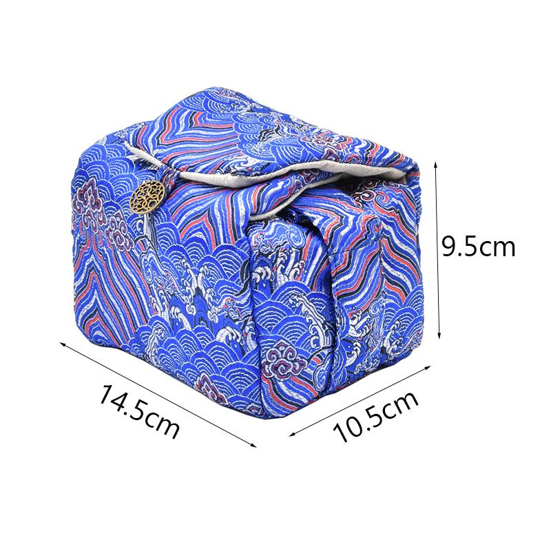 Vintage Teaware Storage Travel Bag Fabric Thickened Protective Tea Set Organizer Outdoor Portable Bag for One Teapot+Two Teacups
