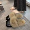 Fashion Warm Velvet Bag Head Thick Heel Slippers Women Wear Comfortable Bag Head Drag