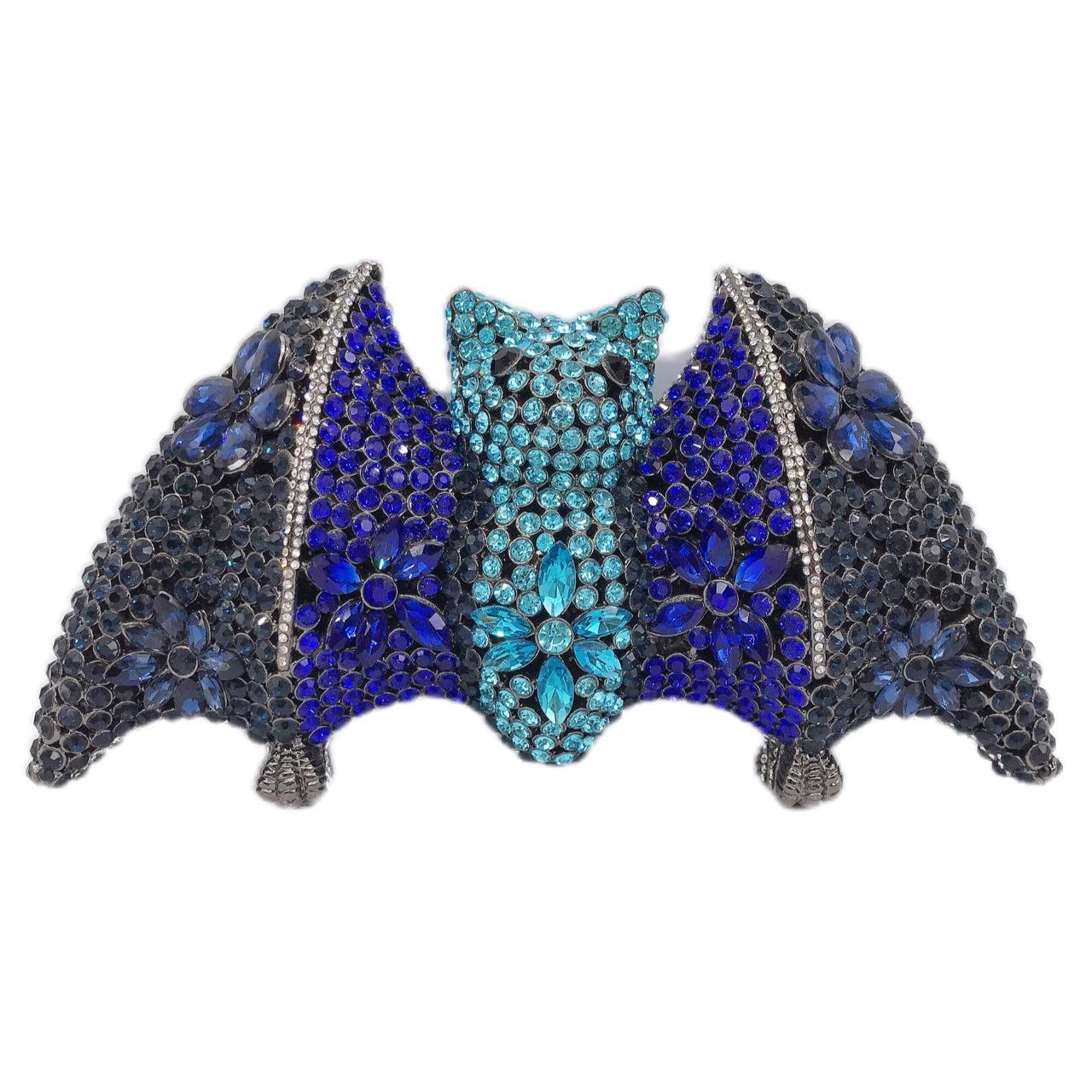 New animal bat diamond dinner bag banquet hollowed out metal rhinestone bag bat bag королевский синий