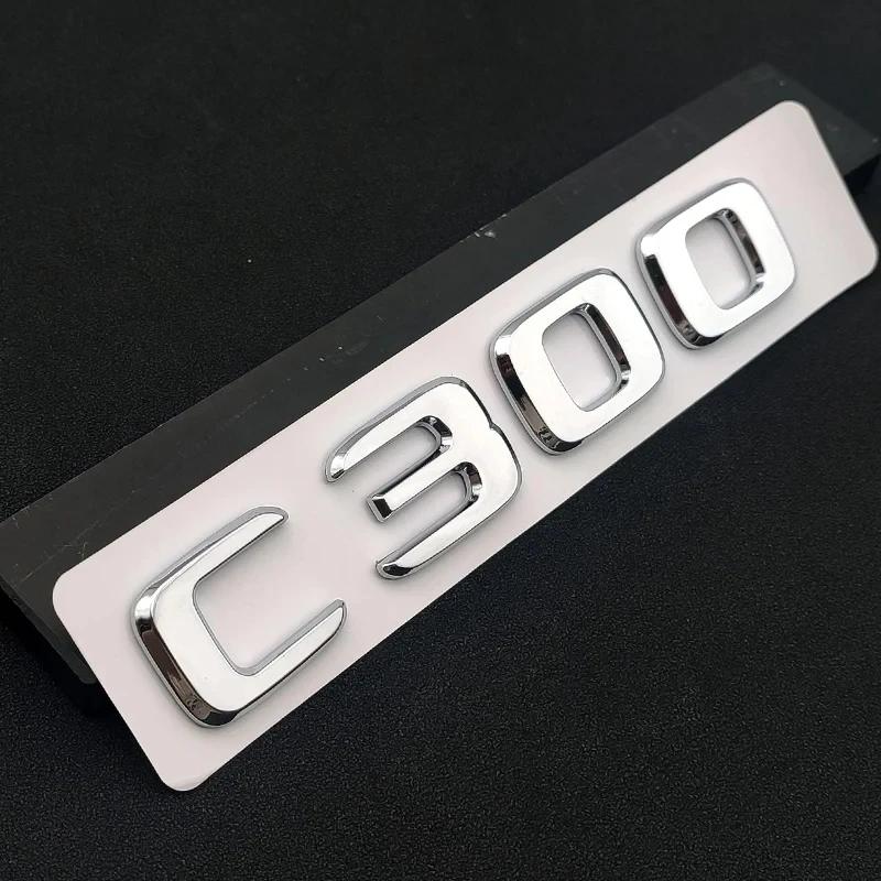 Lettres Chrome Noir ABS Insigne Lettres de Coffre de Voiture 3D Pour Mercedes Benz C 200 220 300 C200 C220 C300 C320 Autocollant Logo Accessoires XC7