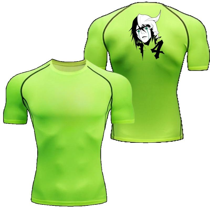 Bleichmittel Kleidung Fitness Kompression Lauf-T-Shirt Herren Tops Fledermausdruck T-Shirts Herren Schnelltrocknend Gym Sportbekleidung T-Shirt für Herren