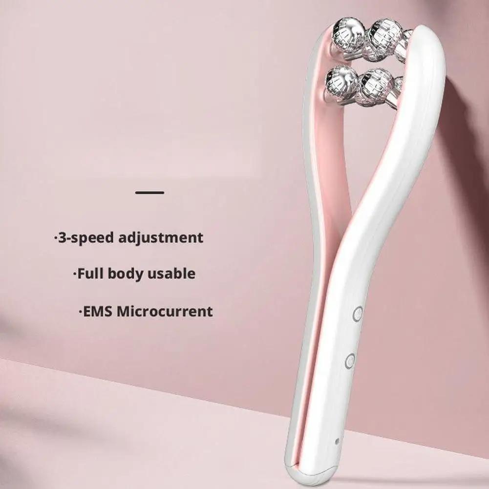 New Professional EMS Dual-Roller Facial Massager - Microcurrent Neck Firming Device with V-Lift Technology for Home Beauty Care