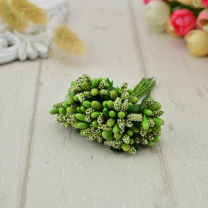 12Pcs/lot Artificial Flowers Stamen Handmade Cheap Wedding Decor Diy Wreath Needlework Gift Box Scrapbook Fake Flowers Ornaments