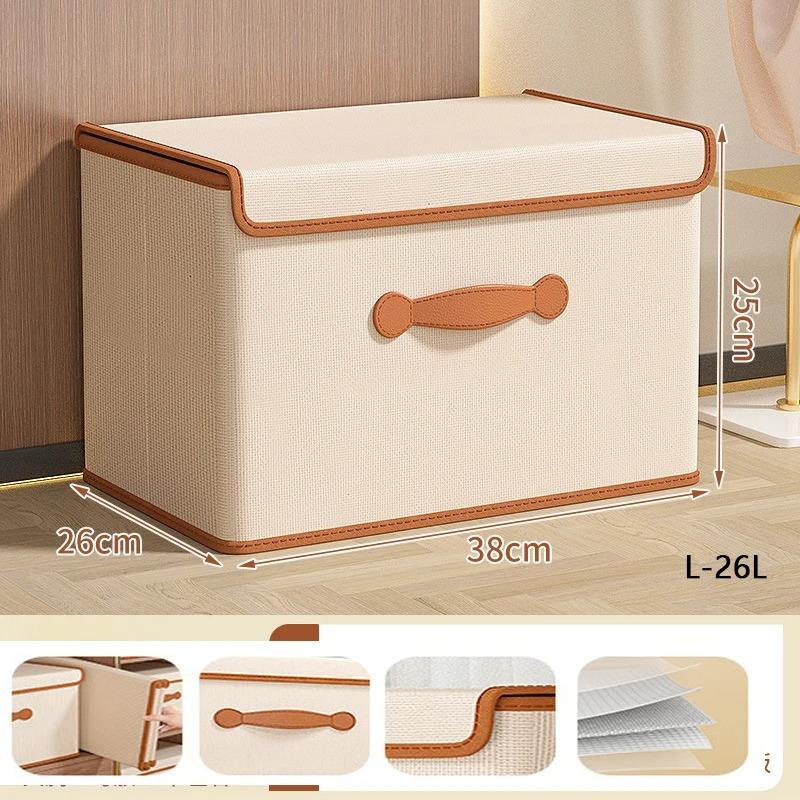 Clothes Storage Box with Lid Household Wardrobe Organizer for Underwear Blankets & Garments Fabric Storage Basket Storage Box