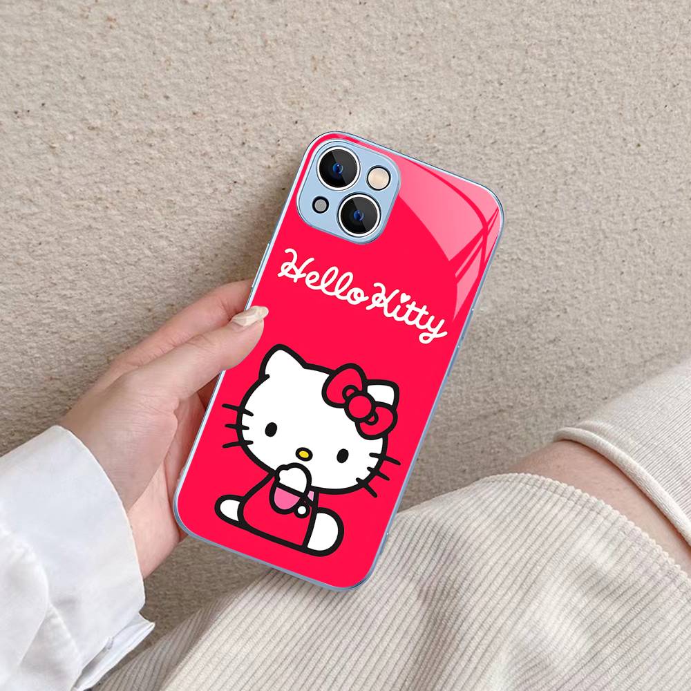 H-Hello Kitty For IPhone 14 13 12 Mini 11 Pro XS Max X XR 14 Plus Tempered Glass Cover