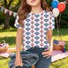 Girls Short Sleeve T Shirt Cupcake Print Independence Day Pattern Kids Casual Tee Top Soft Comfortable Fit Summer Shirt