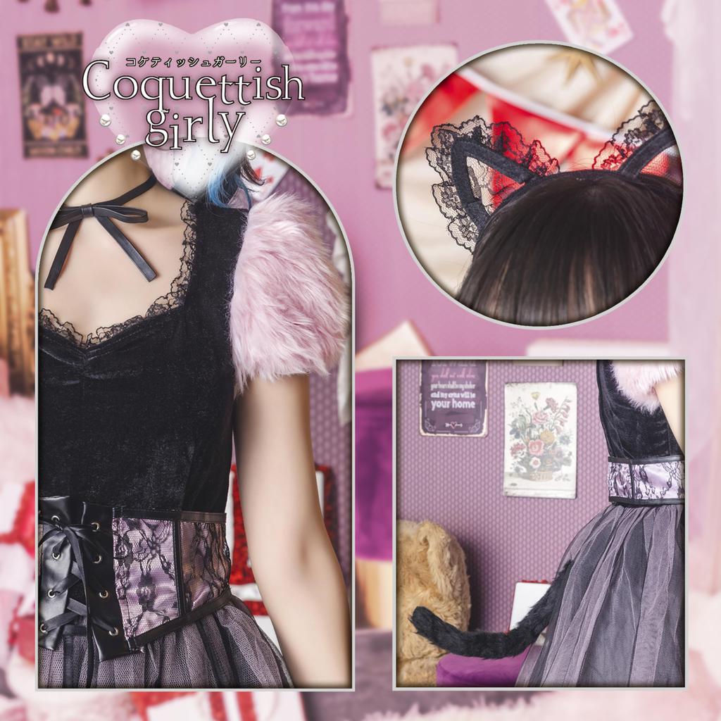 Coquettish Girly Cosplay Halloween Strawberry Cat Cat M Pink Costume Fancy Dress Costume [Clear Stone] Women's