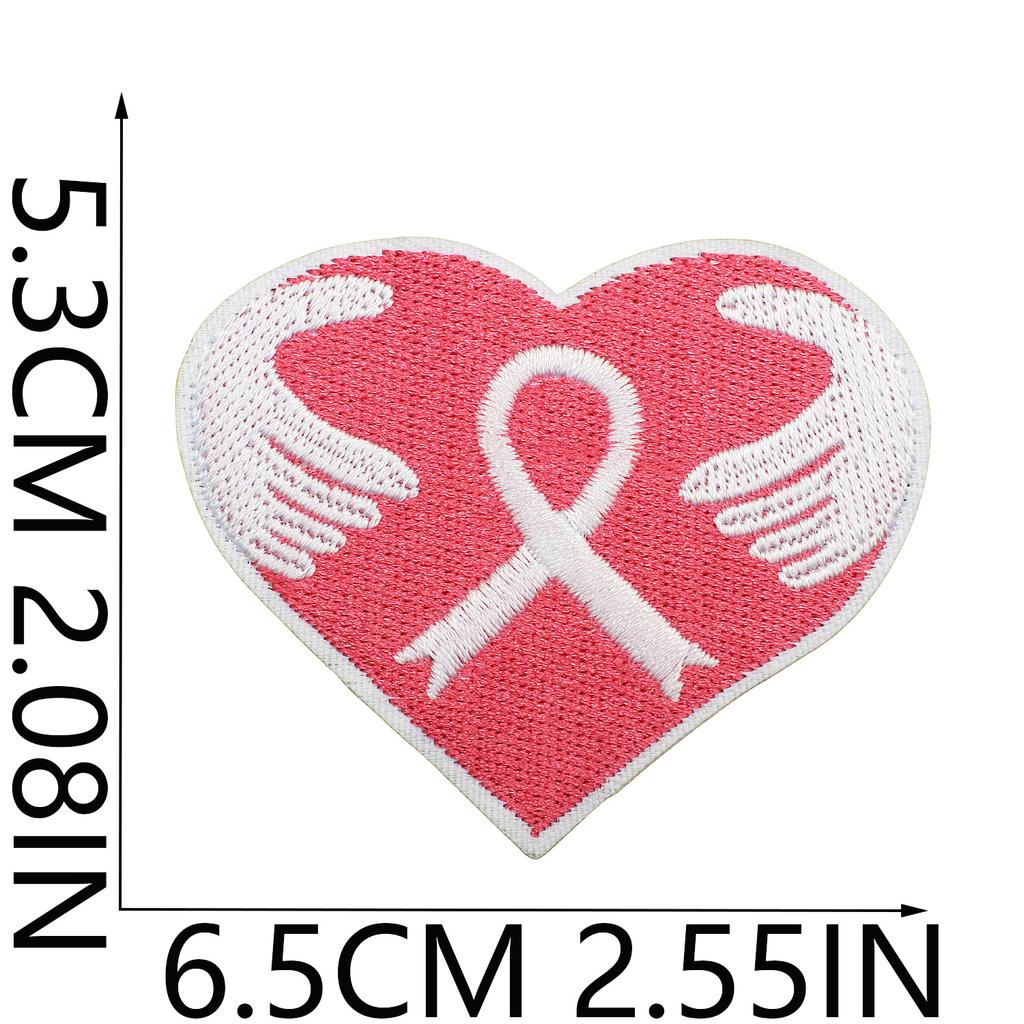 Health Day Embroidery Sticker Caring For Women Zhang Zai Computer Embroidery Label Clothes Bag Decoration Pink Ribbon Patch Sticker
