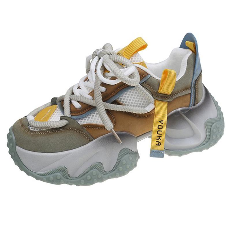 Chaussures Classiques de Luxe pour Femmes Baskets Décontractées pour Femmes Baskets Épaisses Cambrées Escarpins à Talon Moyen Chaussures en Mesh Respirant