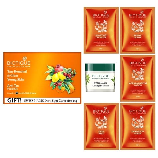 Biotique Tan Removal Clear Young Skin Facial Kit (Free with Swiss Magic Dark Spot Corrector)
