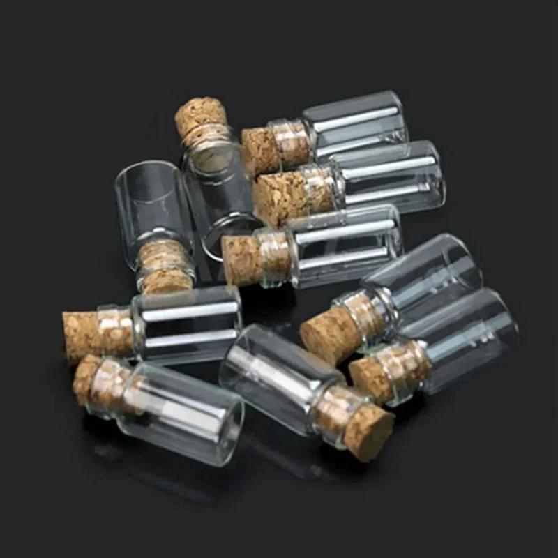 10 Stück/Los Mini Leere Glas Korkflasche Anhänger Flasche Wunschflasche Ornamente Transparent